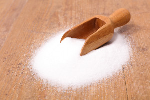 sugar on wood background